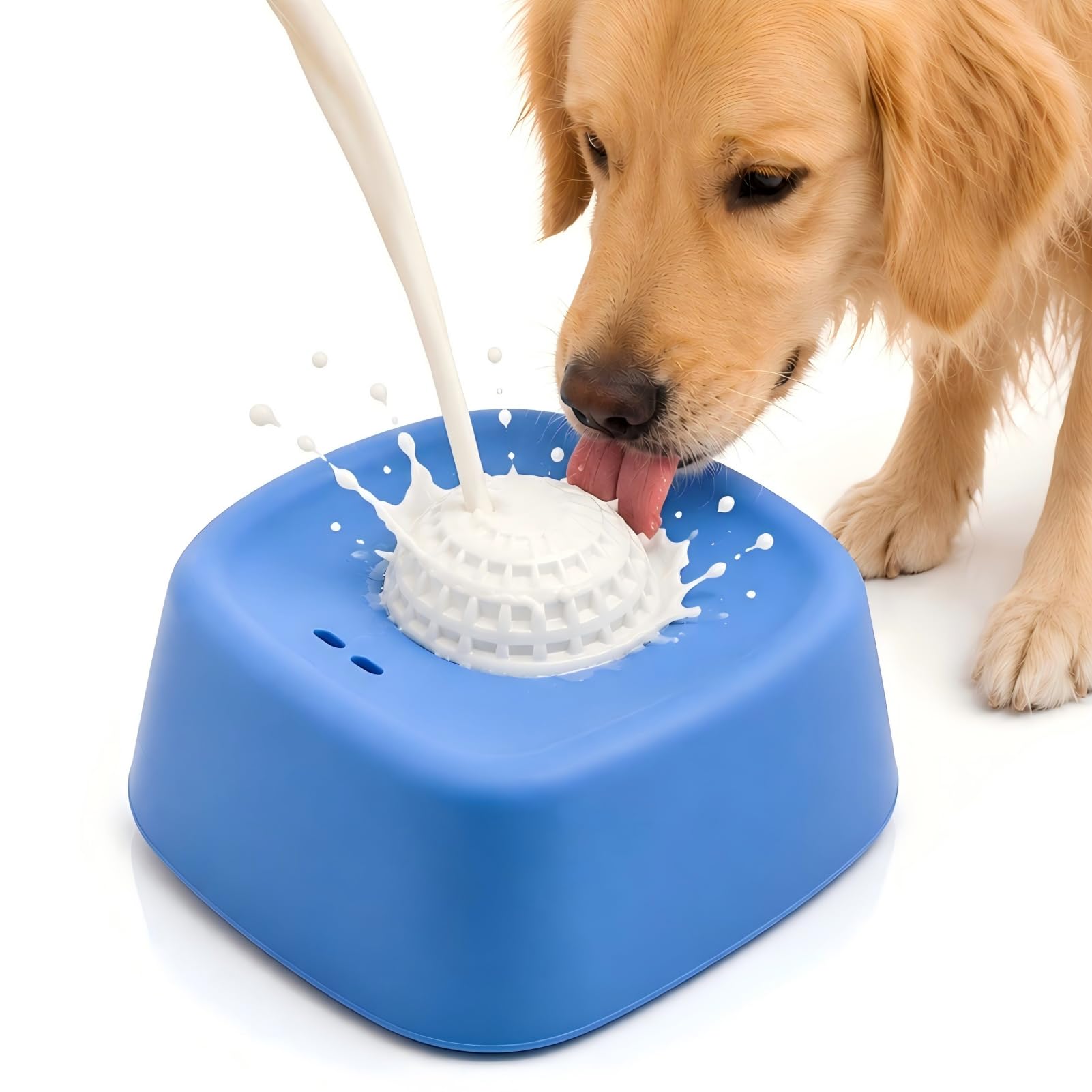 Dog Lick Bowl, Slow Feeder Dogs Bowl With Treat Ball, Pet Licking Plate Nrichment And Slow Feeding Pet Accessories For Training Healthy Eating, Cat Feeding Mat For Liquid Treat, Blue