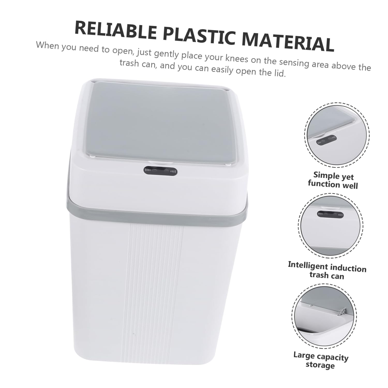 Levemolo Smart Motion Sensor Trash Can Capacity Automatic Infrared Recognition Design for Kitchen Bathroom Bedroom Use Reliable Plastic Construction