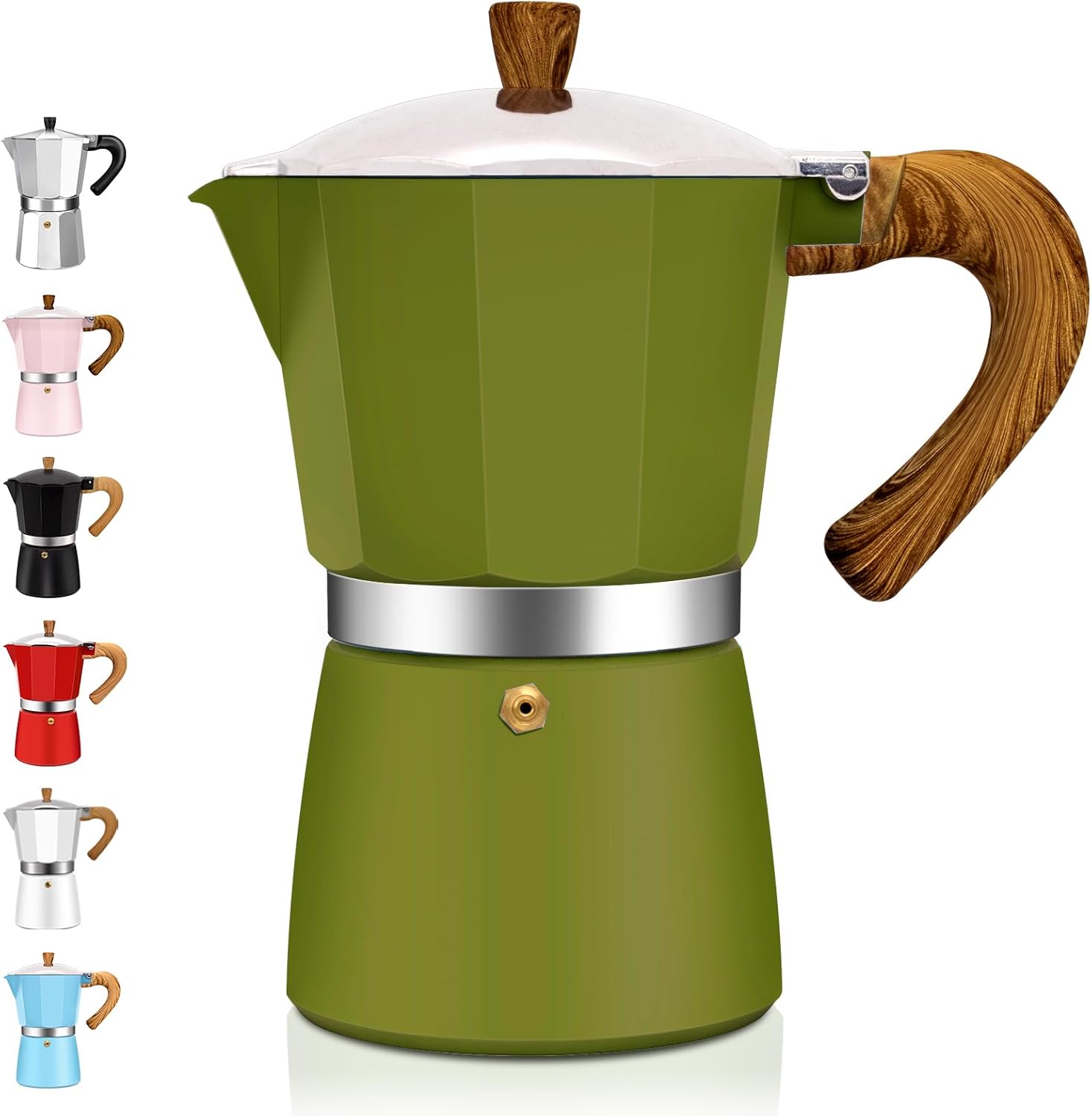 Estufa de aluminio de 6 tazas de café expreso Moka Pot Express Percolator Italiano Classic Mocha Cafetera para café italiano y cubano para preparar