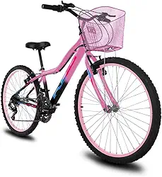 Bicicleta Infantil Feminina Aro 24 KOG Alumínio 18V C Cestinha,Preto Degrade Rosa