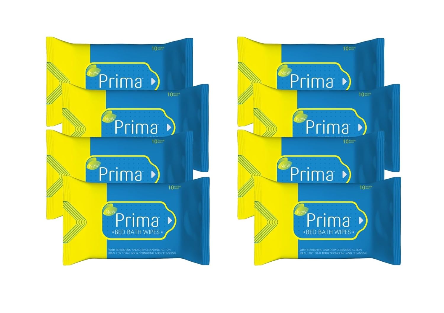 PRIMA Bed Bath Wipes, 24cm*32cm, Combo of 8 (10 x 8 = 80 Count