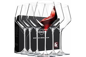 Exclusive 6-Piece Burgundy Wine Glasses: Premium Crystal Clear Elegance