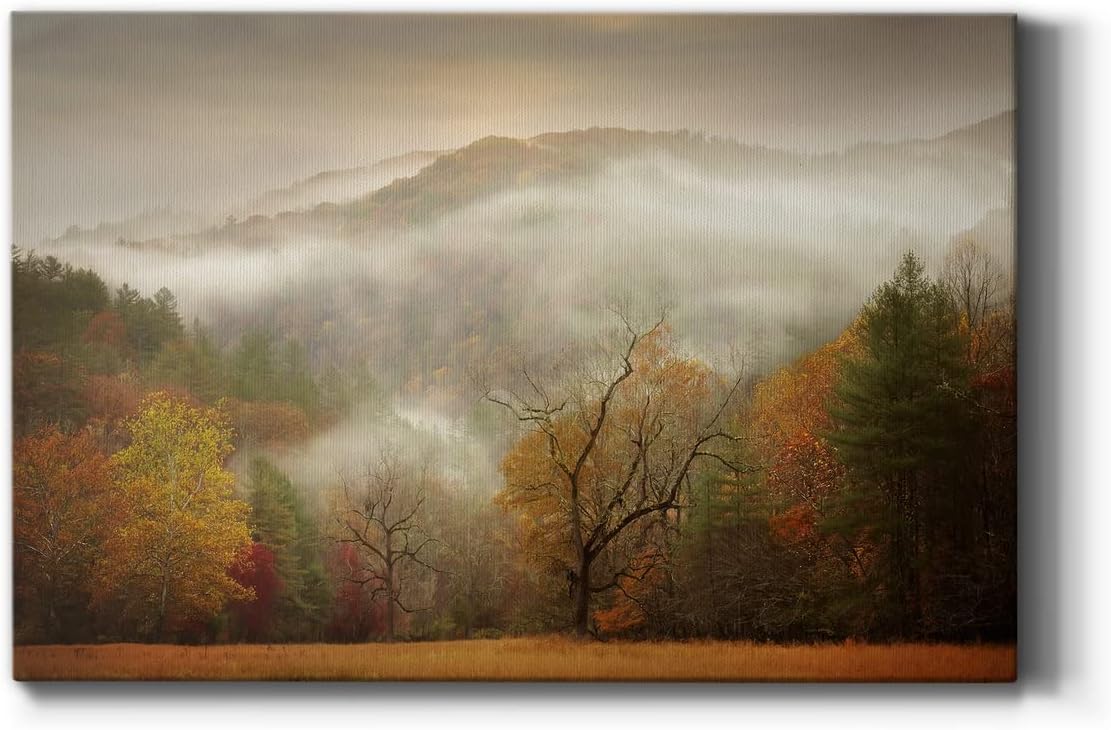 Renditions Gallery Misty Forest Wall Art Landscape Pictures Prints for Wall Decoration 32"x48" Mountain Nature Framed Canvas Wall Decor for Home Office