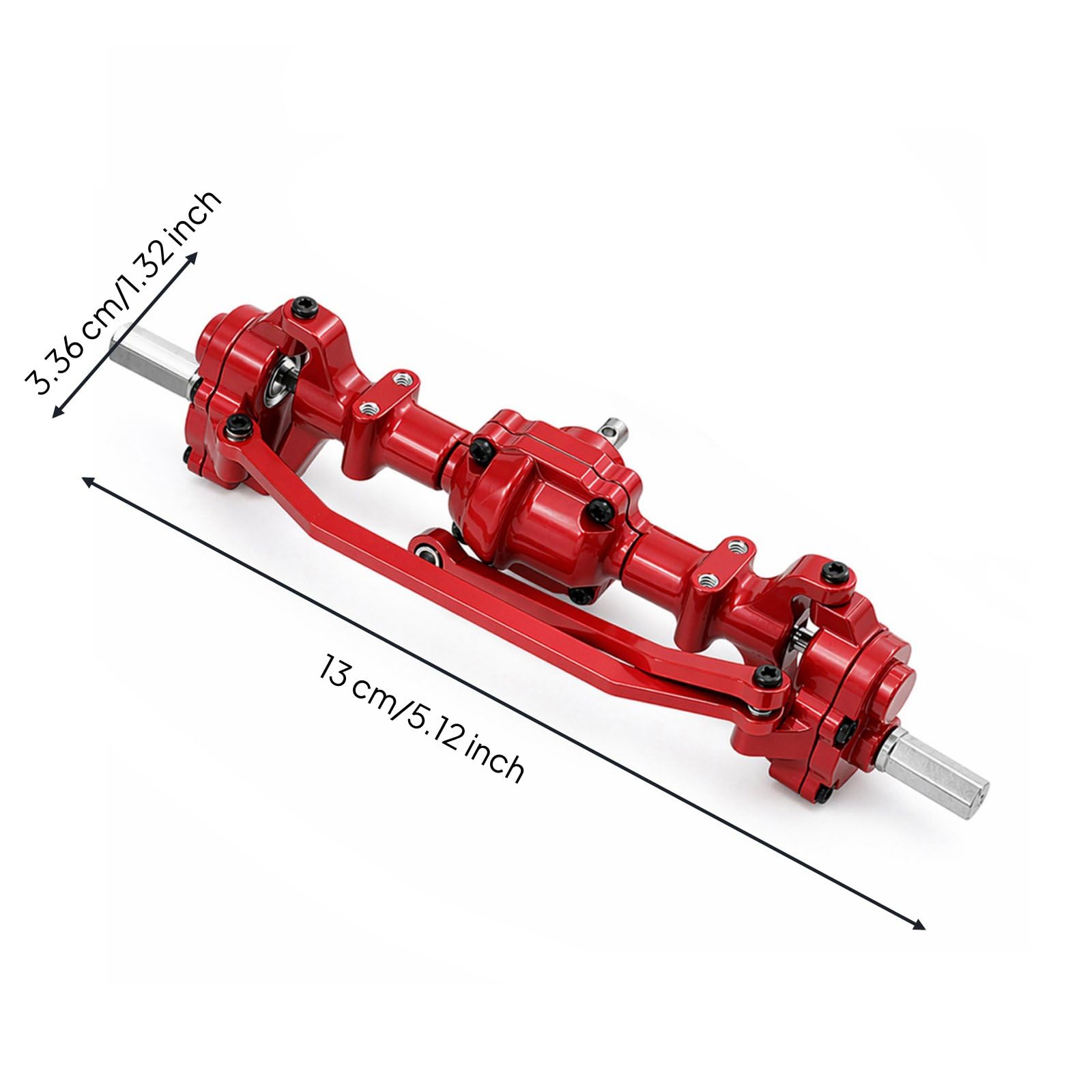 Assale Anteriore Rc per Rock Crawler in Metallo con Geometria Elevata per Maggior Luce a Terra Trazione Potenziata Impuntamenti Compatibile con C34, Rosso