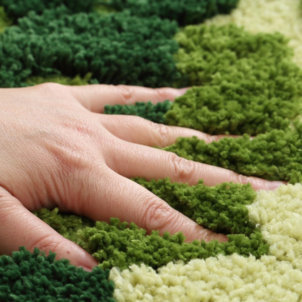 Moss Forest Bathroom Rug, Cute Cozy Green Plant Tufted Mat, Ultra Soft Microfiber, TPR Holder Backing, Absorbent Machine Washable, for Sink Bar, Shower and Bedroom, 19.7" x 31.5", Lawn