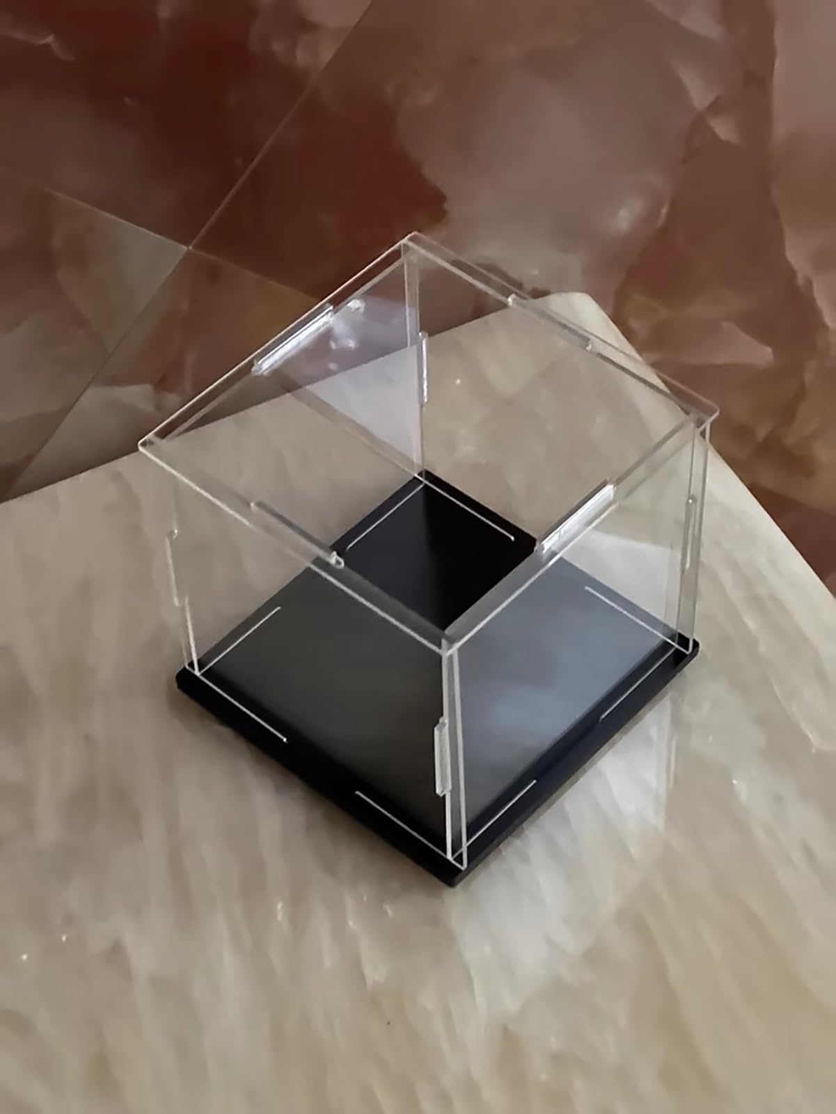 Vetrina in Acrilico, Grande teca in Acrilico per modellini di Navi - Cubo Trasparente Antipolvere con Base Nera, mobiletto Trasparente per Oggetti da Collezione (76x61x61 cm) - Soluzione IDE