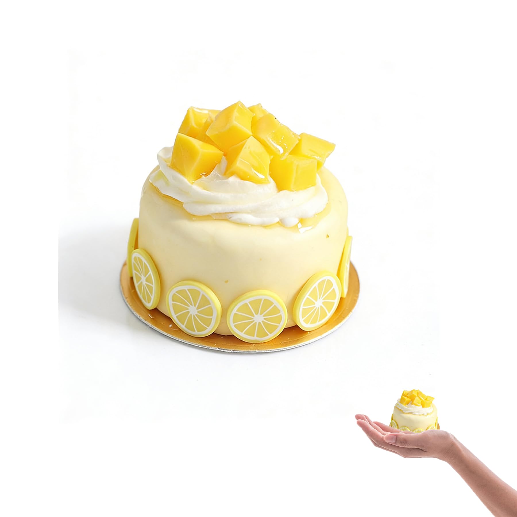 Faux gâteau à dessert artificiel mangue pour vitrine et décoration de table