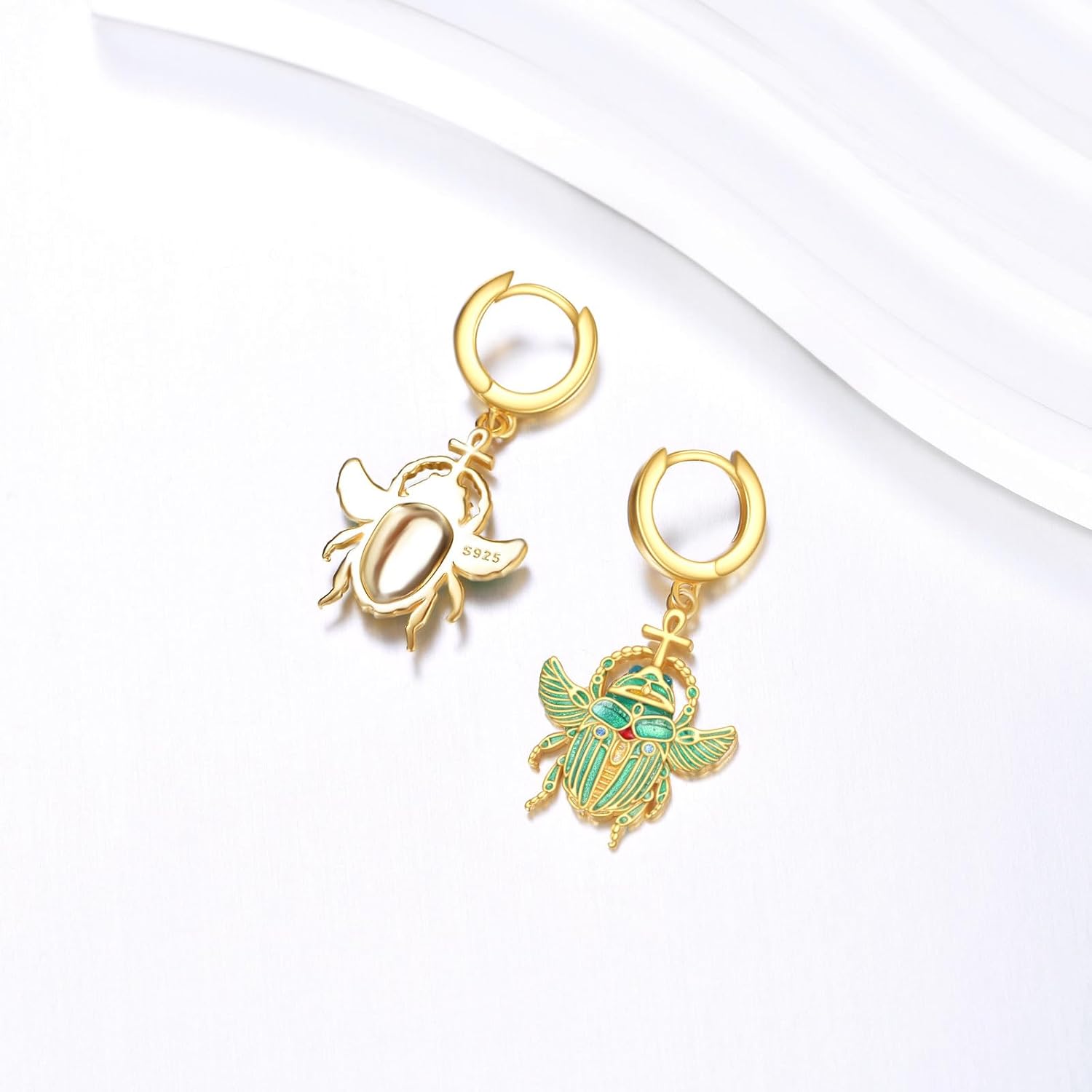 Scarab Jewelry S925 Sterling Silver Scarab Beetle Egyptian Jewelry Gifts for Women Men