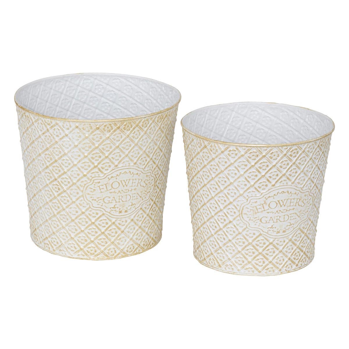 Atmosphera Créateur d'intérieur - Lot de 2 Cache-Pots en Métal Tino 22cm Blanc