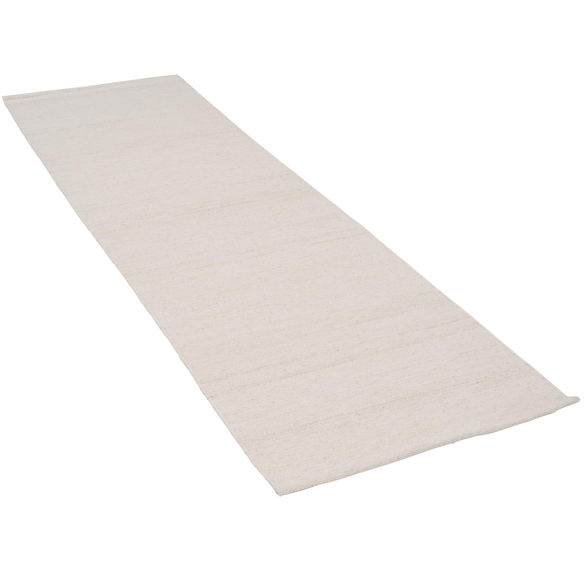 Pergamon Tapis Couloir Woolly Kelim 100% Laine, Blanc Laine Mêlé Naturel, Tissé à la Main, Facile à Entretenir, Tapis Moderne pour Couloir, Salon et Cuisine, Tapis en Laine de Haute Qualité