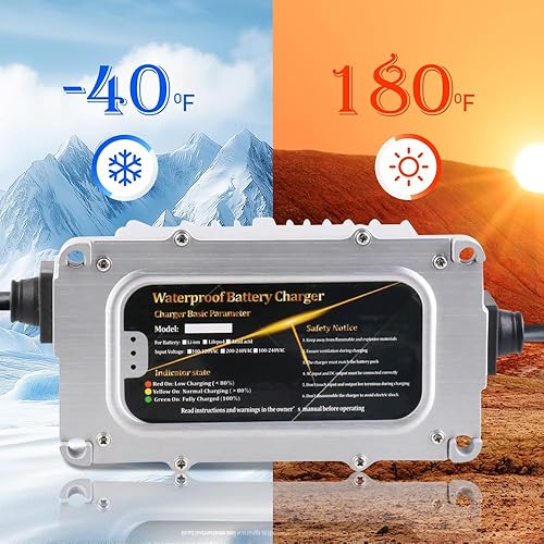 Miniatura 2 de Abakoo Cargador de batería de 48 voltios y 5 amperios para carrito de golf Club Car con enchufe redondo de 3 pines, impermeable IP67