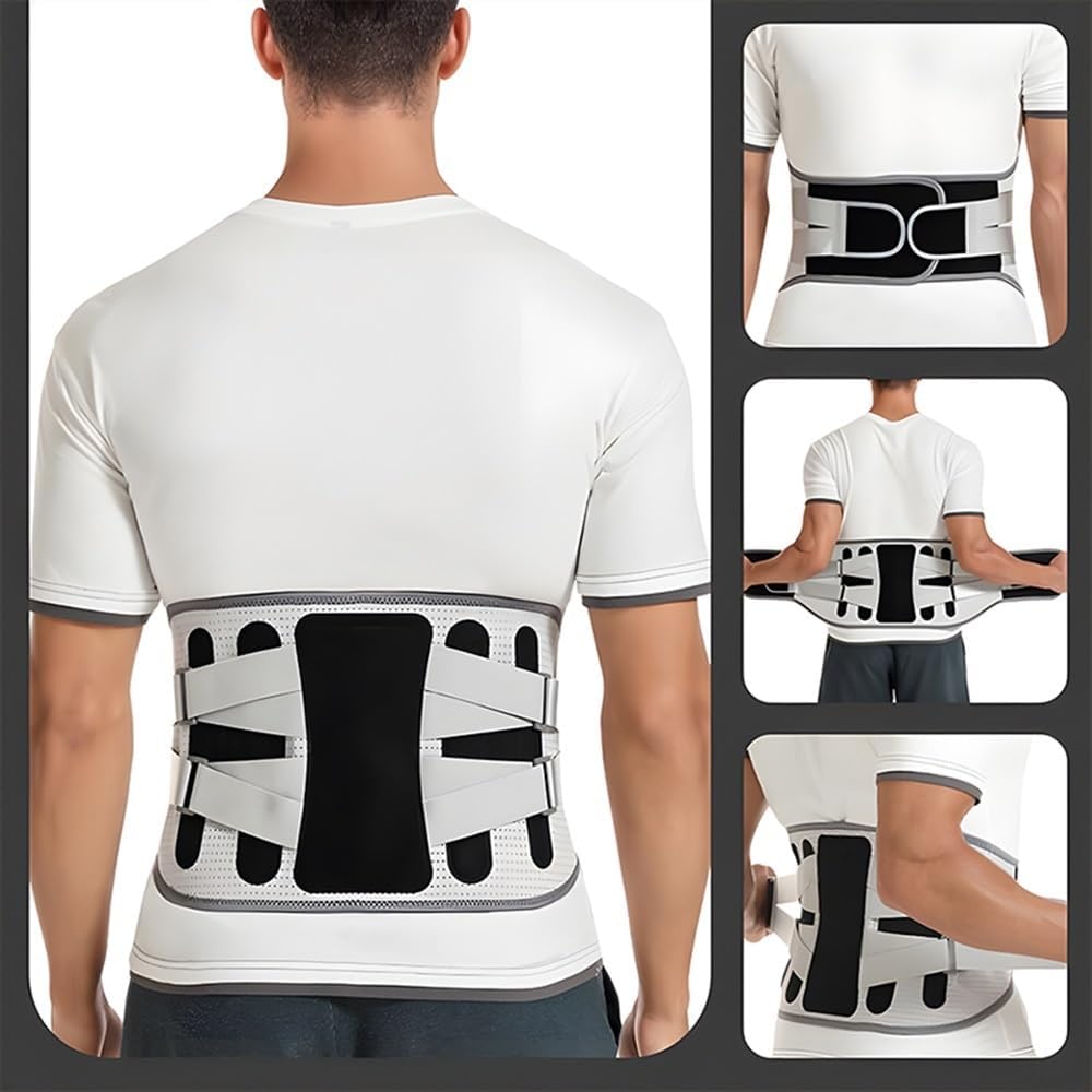 Men Lower Back Brace Women Waist Back Support Disc Herniation Orthopedic Lumbar Decompression Belt With Large Area Aluminum Provide Lower Back Pain Relief (Black XX)