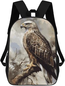 All-Weather Hawk Sitting In The Tree Laptop Backpack for Men Women Water Resistant Travel Carry on Backpack Work Business Commuter Daypack for Hiking Camping Cycling Climbing Black