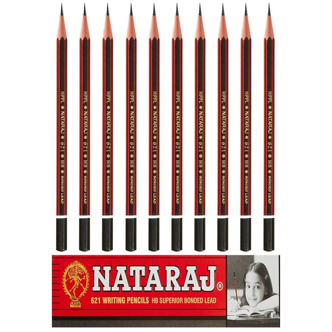 Natraj HB Pencil 621 (count of 10)(pack of 10), Grey