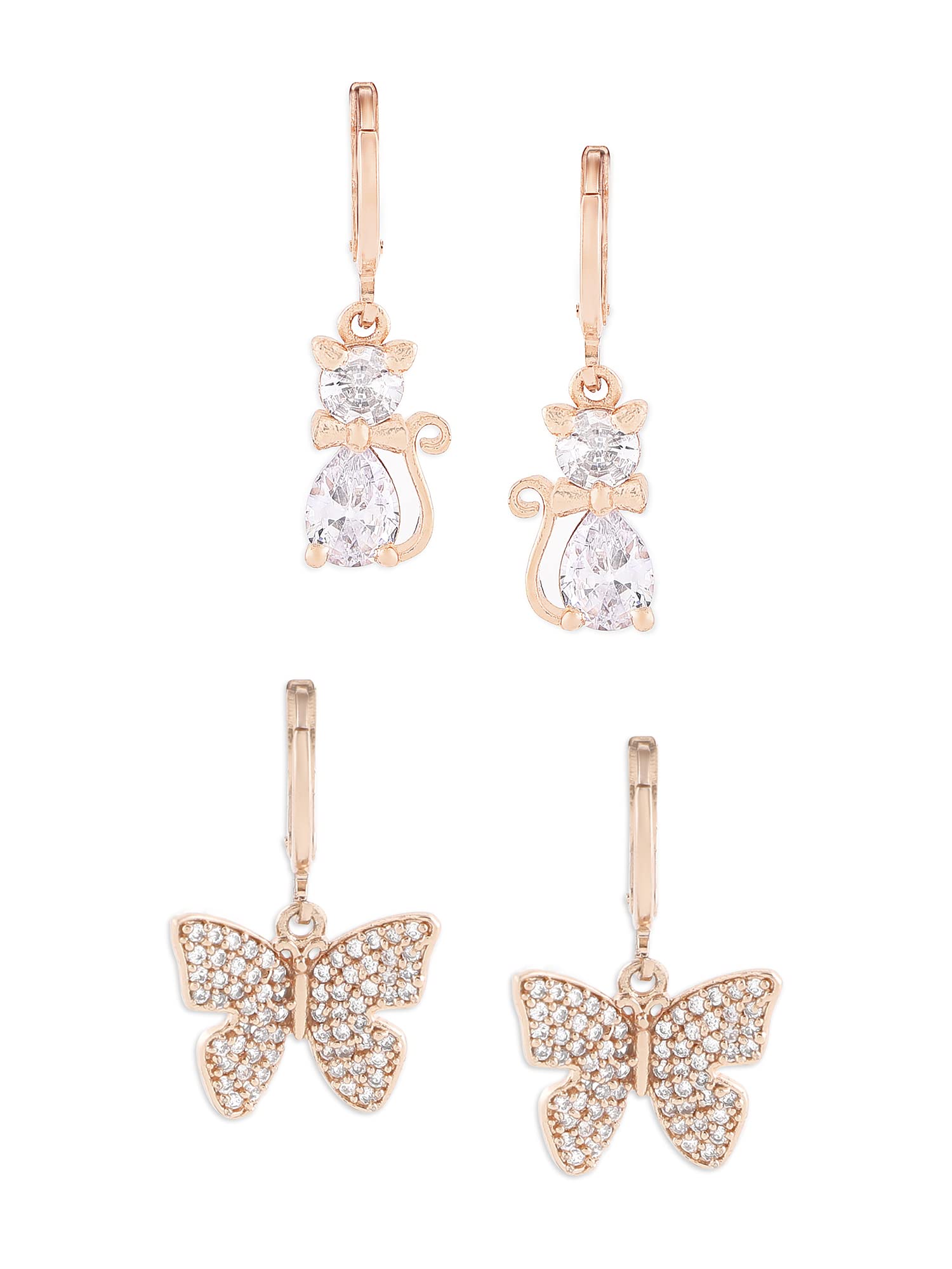Zaveri Pearls Set of 2 Rose Gold Contemporary Cubic Zirconia Drop Earrings For Women-ZPFK13478 (B09XHPGTJJ) Amazon Price History, Amazon Price Tracker