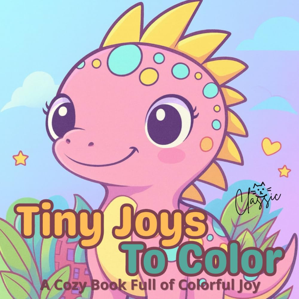 Tiny Joys To Color Cute Dinosaurs: A Cozy Book Full of Colorful Joy