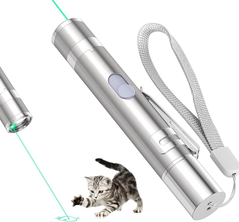 Cat Toy, Green Light, Rechargeable, 3 Light Modes, 5 Fun Patterns | Interactive Chase Toy; Automatic Training & Exercise Fun; Kitten Toy for Indoor Cats & Dogs