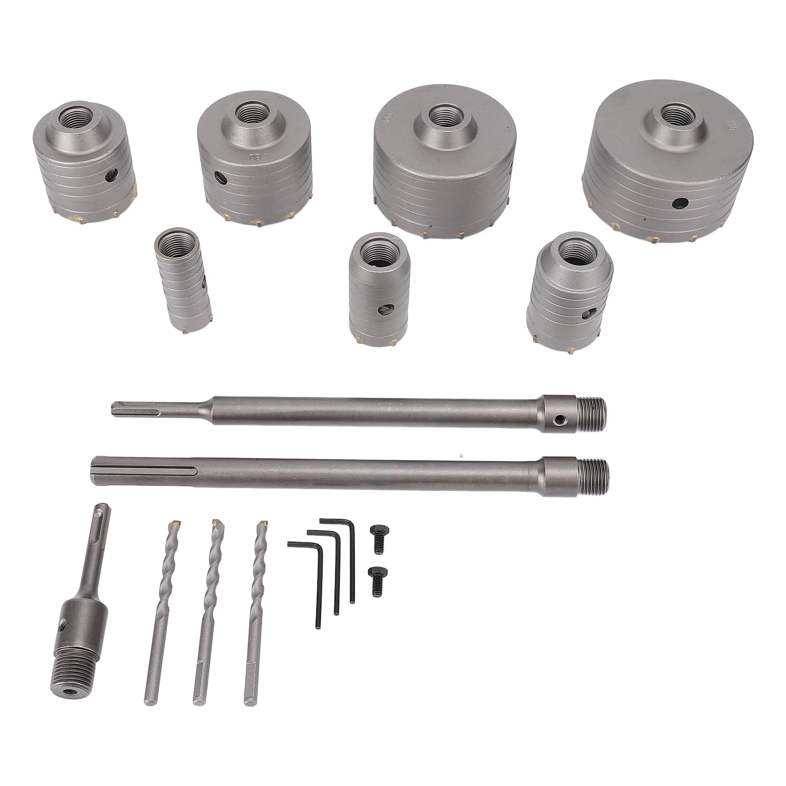 Naroote Kit de Sierra Perforadora para Hormigón con Diseño Robusto, Uso en Múltiples Materiales, Adecuado para HVAC y Fontanería, 30 Mm a 110 Mm, 7 Piezas