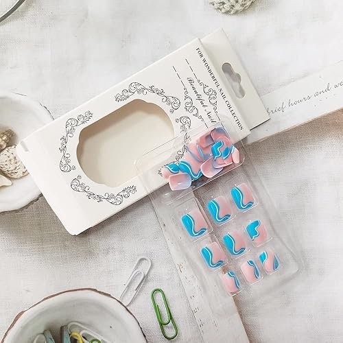 Miniatura 4 de Uñas postizas a presión de punta francesa uñas postizas medianas cuadradas acrílicas con pegamento blanco uñas estáticas con ataúd de gel uñas