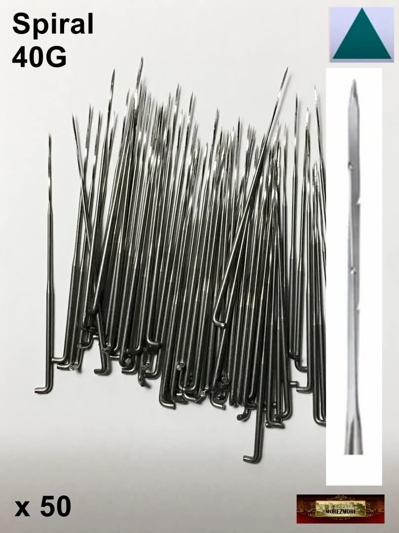 Morezmore M00938x50 50pc Felting Needle 40G Fine Spiral Triangular QC1