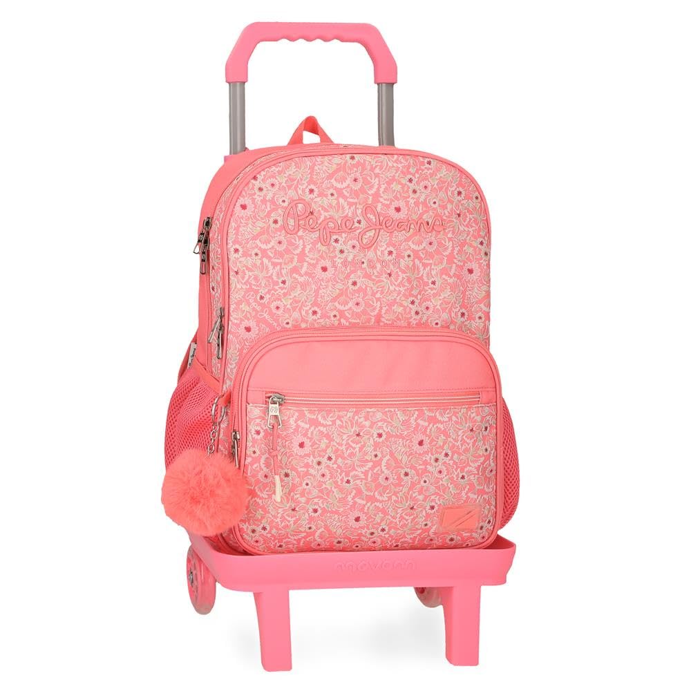 Pepe Jeans Nahid Mochila Escolar Doble Compartimento con Carro Rosa 30x40x12 cms Poliéster by Joumma Bags