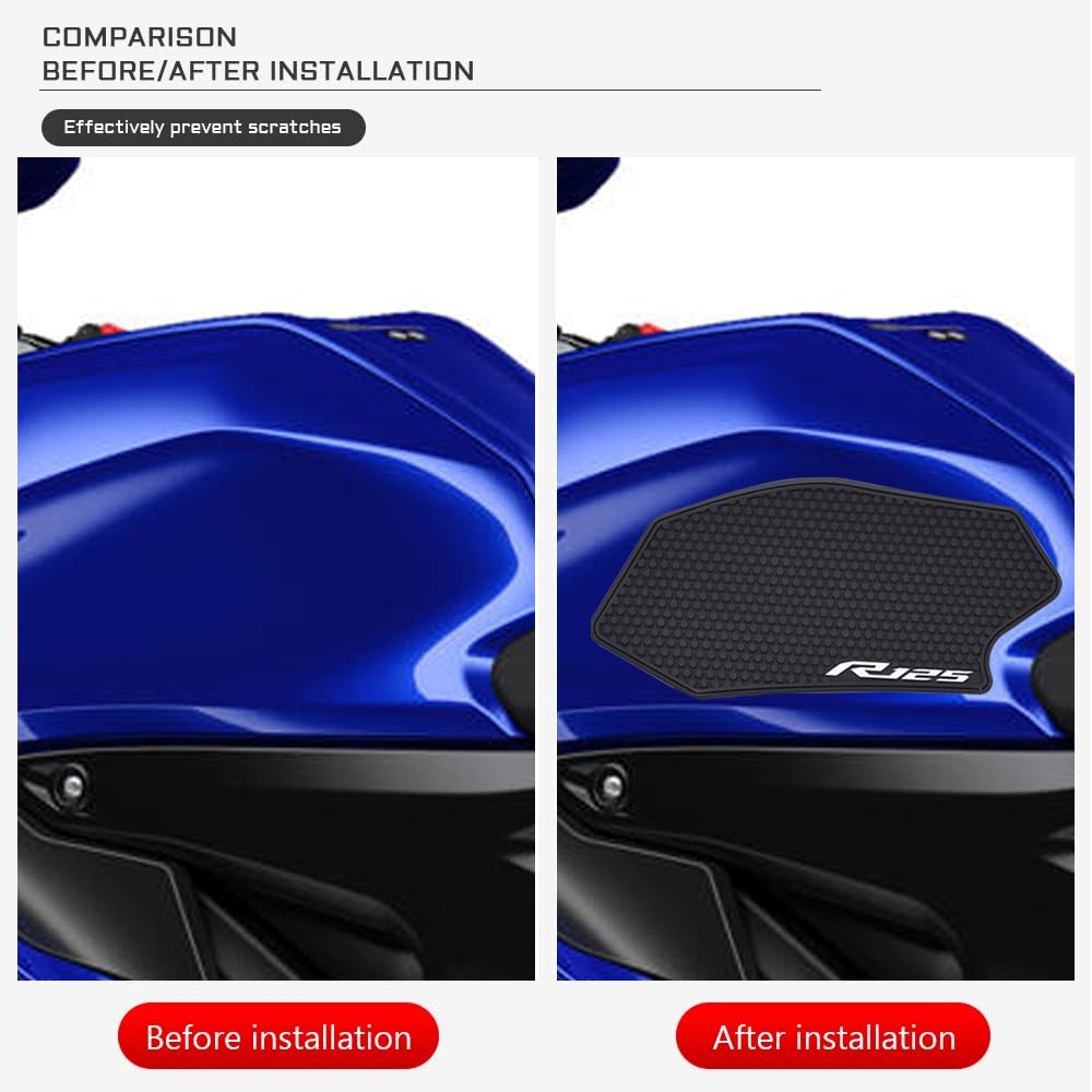 Yamaha YZF-R125 2023-2025 Motorcycle Side Fuel Tank Pad Protector Stickers Decal Black YZFR125