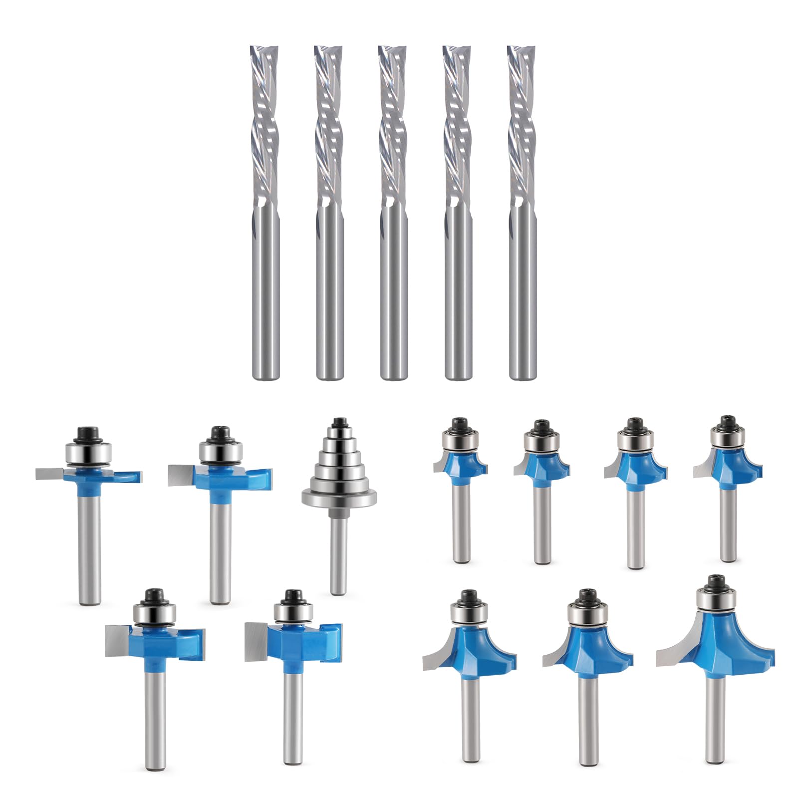 Downcut Bit 1/8" Shank,1/4 Inch Shank Rabbet Router Bits, Roundove Router Bit Set 1/4 Shank