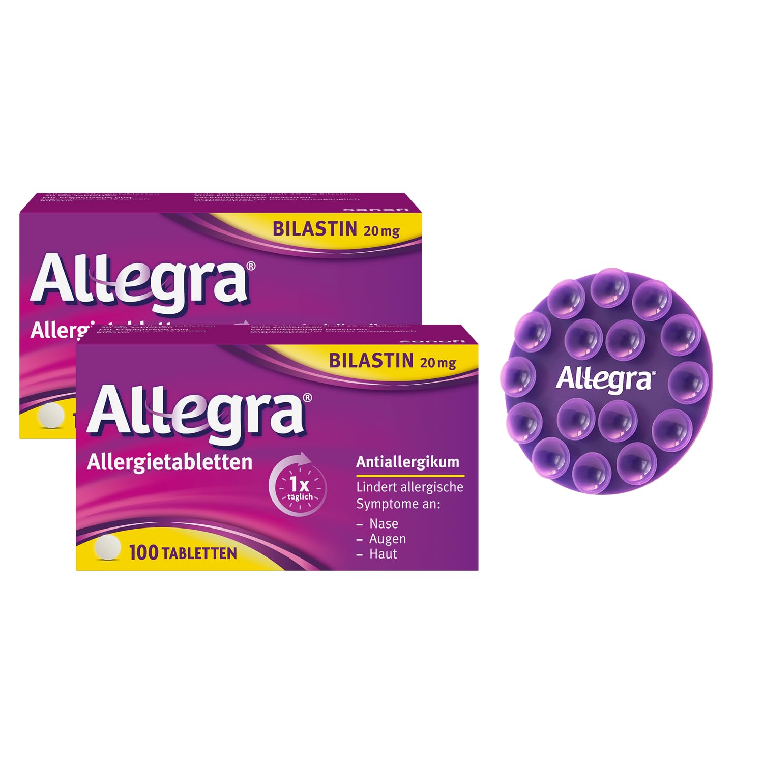 Doppelpack Set mit ALLEGRA Allergietabletten 20 mg Tabletten (2x 100St) + Handyhalter