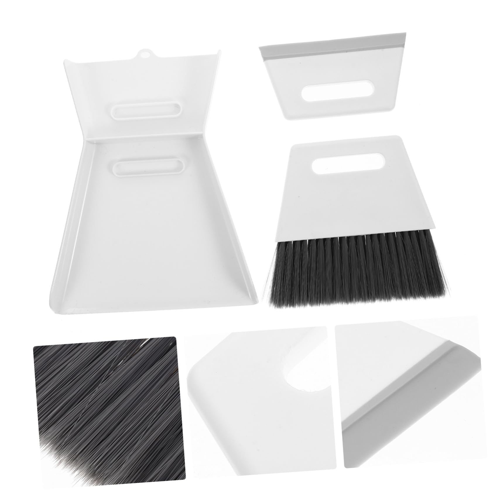 KICHOUSE 1 Set White Broom for Table Car Cleaning Brush Plastic Desktop Dust Cleaner Mini Dustpan