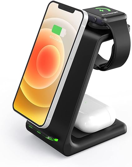 Stazione di ricarica wireless 3 in 1 Qi per Apple Watch 2/3/4/5/SE/6/7/Airpods  2/pro caricabatterie wireless per i Phone 12/11/11 Pro/11 Pro Max/XS  Max/XS/XR/Samsung S10/S9/S8/S7 : Amazon.it: Elettronica