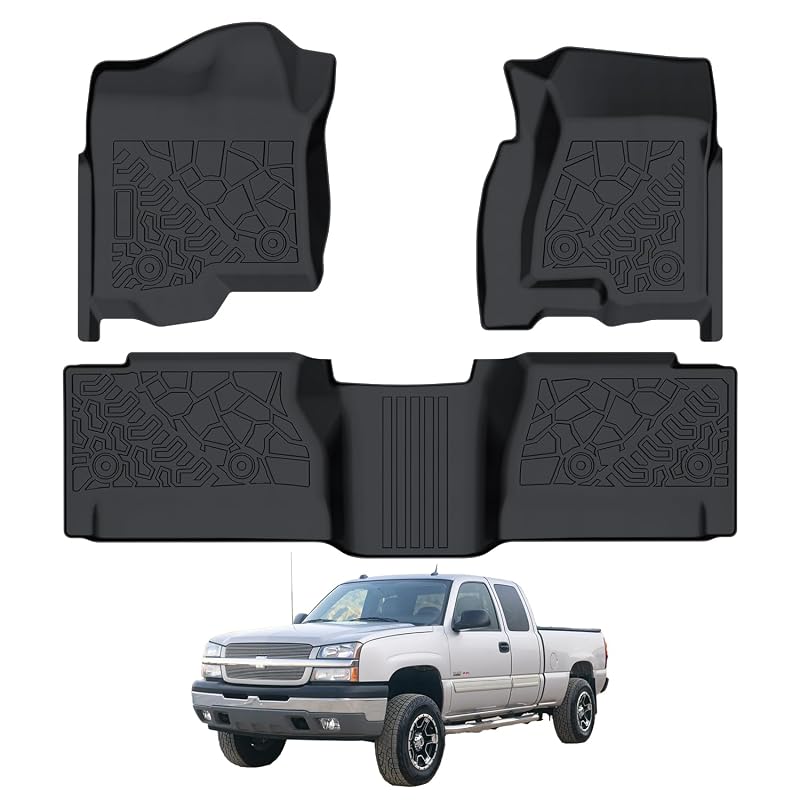 Tapetes Automotivos em TPE para Chevrolet Silverado 1500 Cabine Estendida 2001–2006, Preto, Conjunto com 3 peças