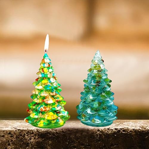 Miniatura 6 de FineInno 2 moldes de resina para árbol de Navidad, mini piñas de árbol de vela de silicona para resina epoxi 3D, soporte para cera de jabón,