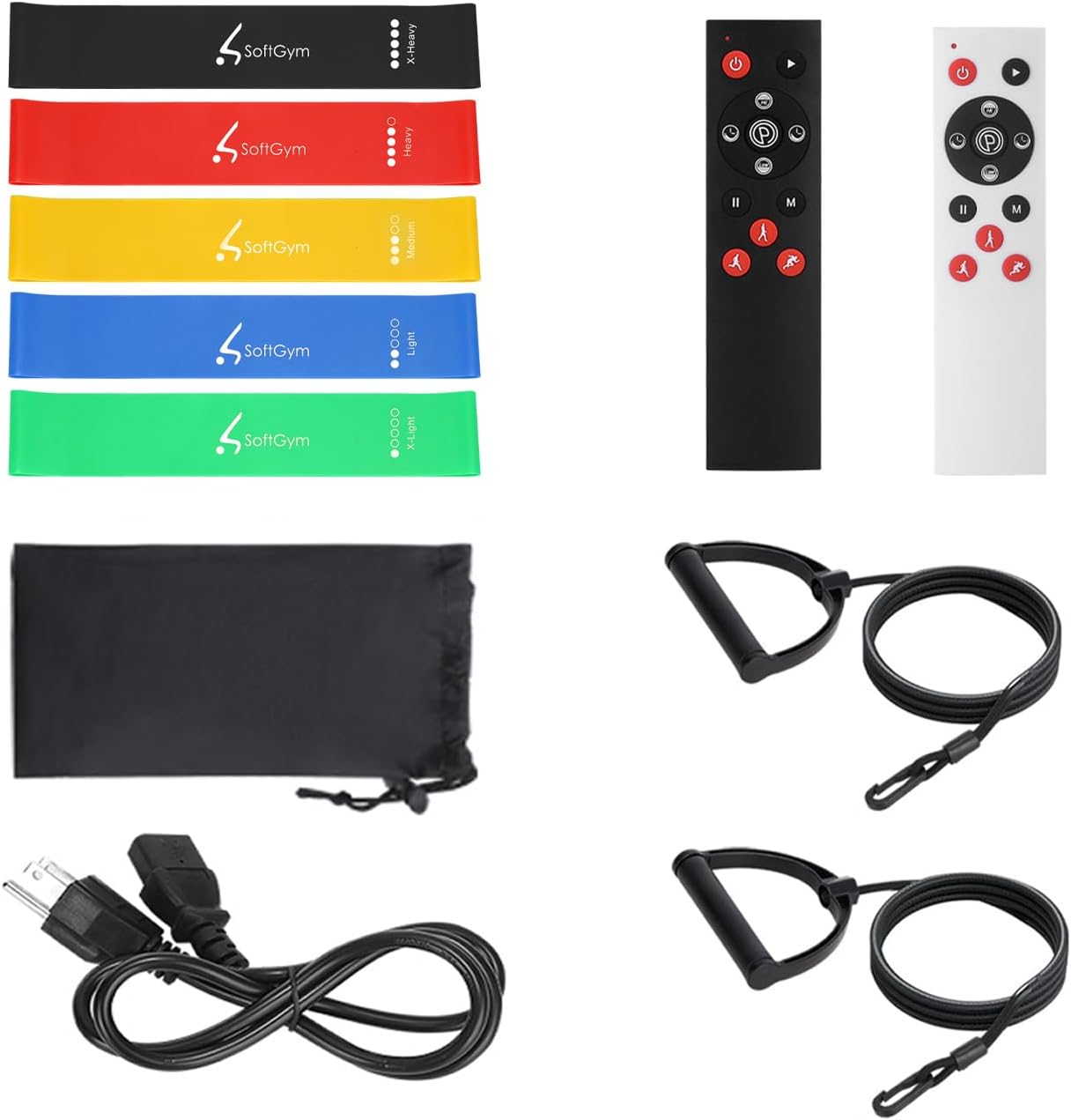 Vibration Plate Exercise Machine,Resistance Loop Exercise Bands with Set of 5 and Carry Bag,1 Set Exercise Bands,2 Remote Controls,A Power Cord