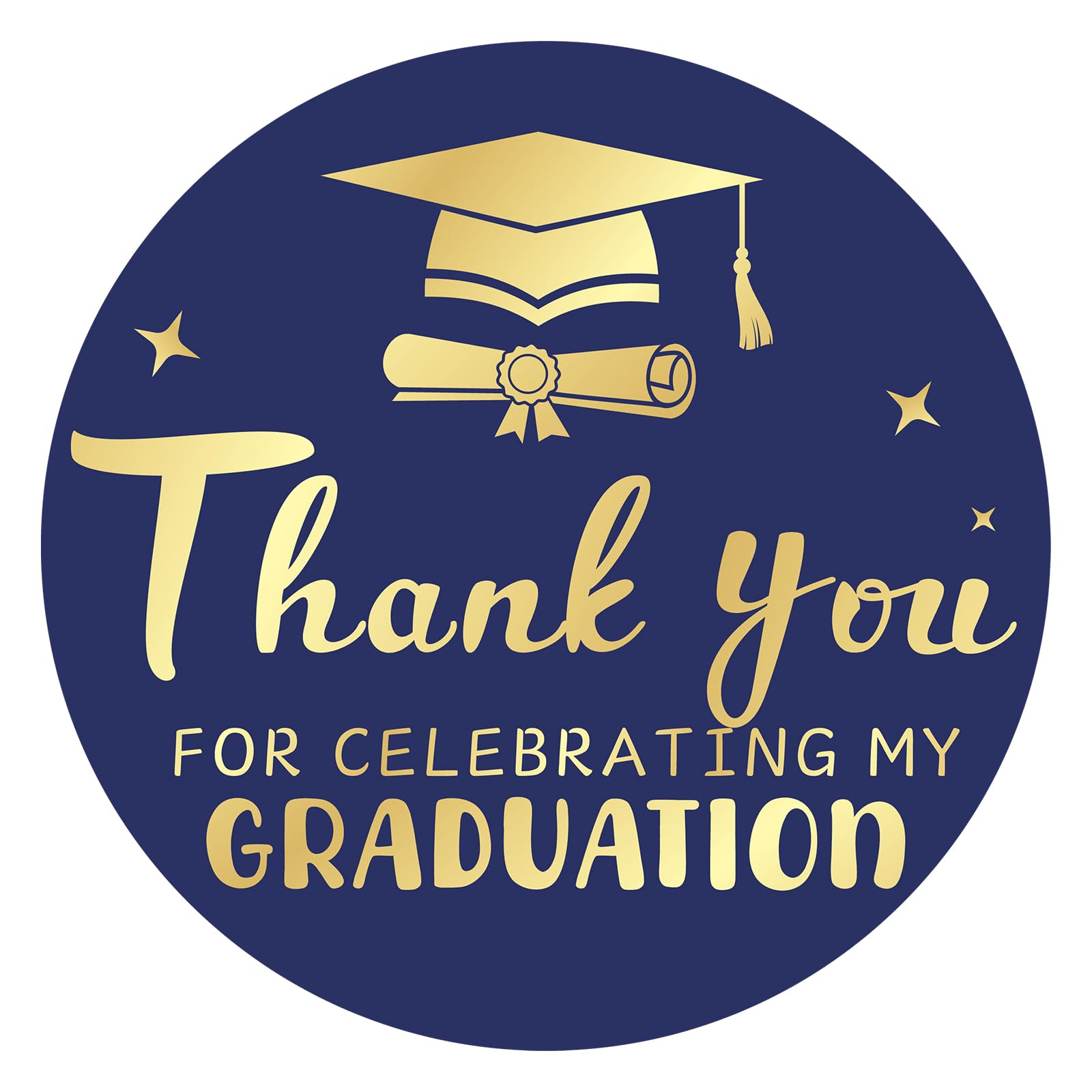 Graduation Thank You Stickers 2026 - Gold Metallic Thank You for Celebrating My Graduation Stickers 60PCS 1.75 Inch Class of 2026 Sticker for Envelope