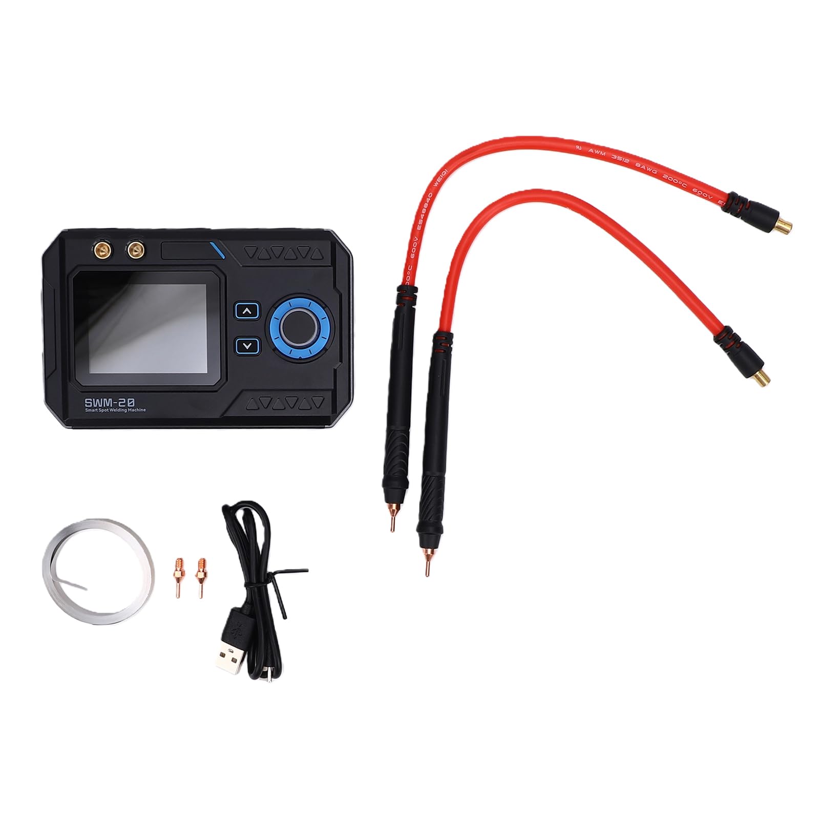 FTVOGUE Soldador por Puntos, Batería Portátil de 5000 MAh con Puntas de Latón, Potencia Ajustable para Baterías de Litio, Ideal para Láminas de Acero Inoxidable y Proyectos de Bricolaje (Batería