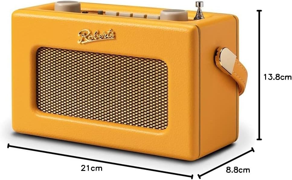 Roberts Radio Revival Uno BT - Kompaktowe przenośne radio z Dab-FM Bluetooth Vintage Design Streaming wejście pomocnicze wyjście słuchawkowe alarmy 2 lata gwarancji - Żółte słońce