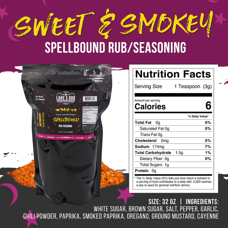 Miniatura 2 de Lane's Condimento de carne de cerdo Spellbound - Frota de cerdo dulce y ahumado de alta calidad, para costillas y para pollo  Sabor profundo, rico y
