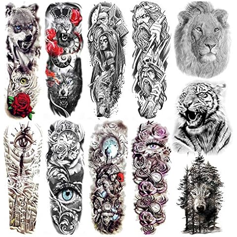COKTAK 11 Hojas Tatuajes Temporales Full Brazo Completo Cover
