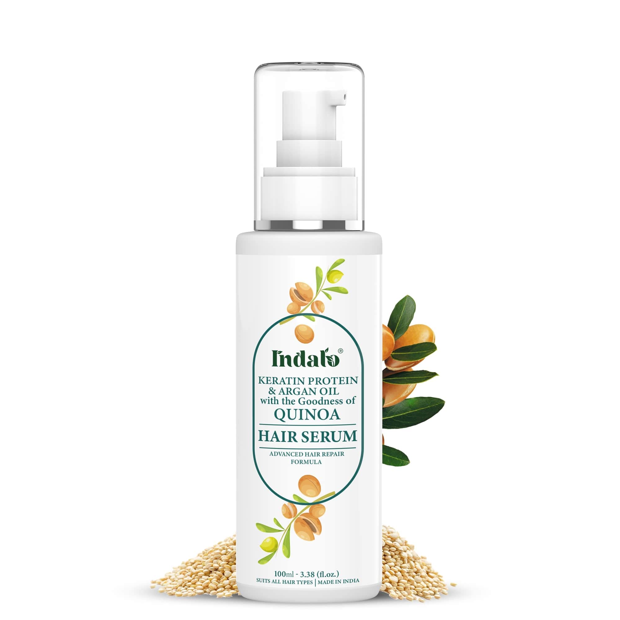 Indalo® Quinoa Protein Hair Serum with Keratin & Argan Oil for Silky and Soft, Smooth and Shiny Hair, Reduce Hair Breakage, Repair Damaged Hair, Advanced Hair Repair Formula Serum – 100ml-image-33