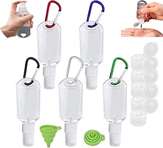 Travel Bottles with Keychain, 2oz/50ml Portable Plastic Travel Bottles Leakproof Squeeze Bottles with Flip Cap Empty Refillable Containers for Hand Sanitizer Conditioner Body Wash Liquid etc (5pc-set)