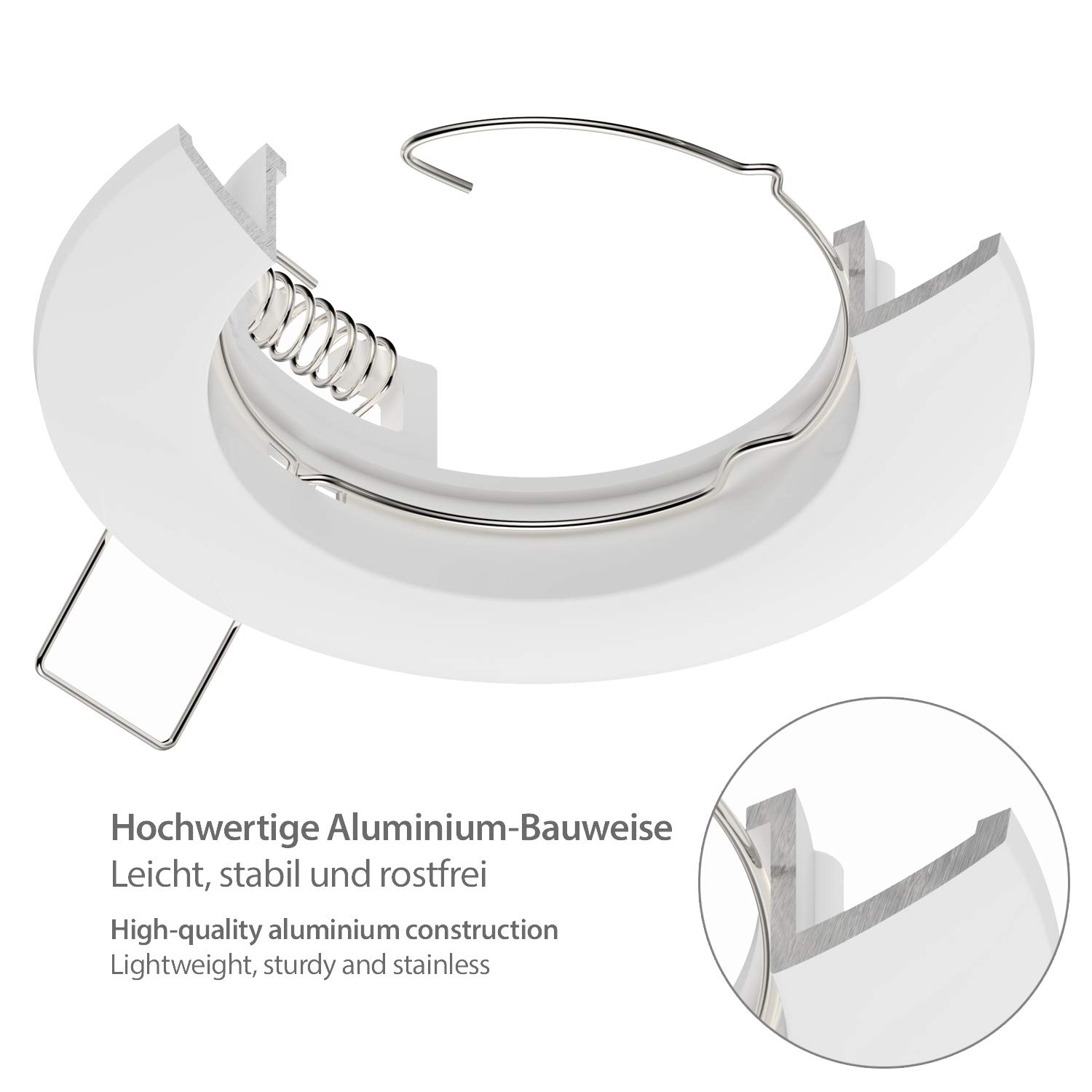 ledscom.de 6x cadre d'encastrement au plafond CIRC, rond, blanc brillant