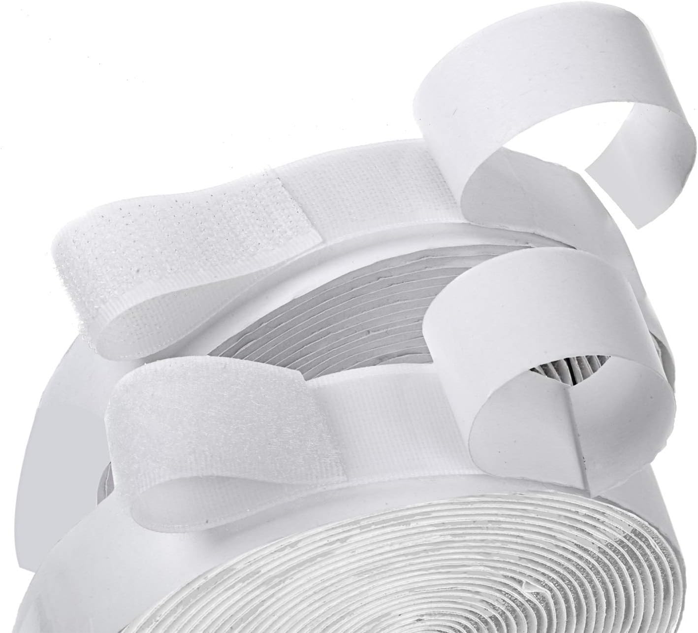 16 Feet Length 0.75 Inches Width Hook and Loop with Strong Self Adhesive Interlocking Strip, Mounting Tape Heavy Duty Adhesion Fastener (White)