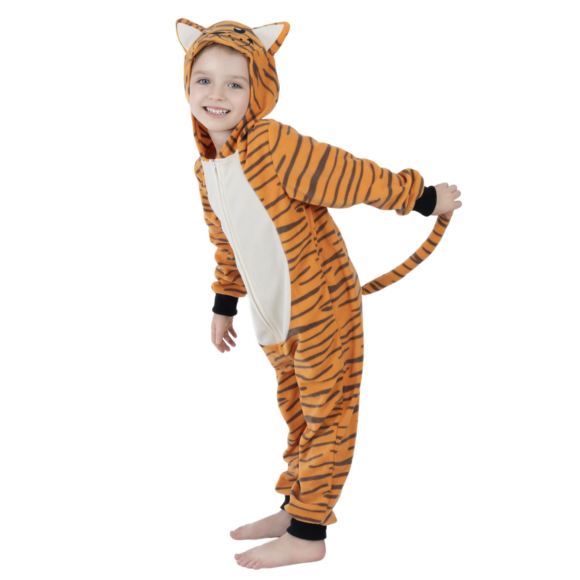 Webeasy Kids Animal Onesie for Kids Onesie Costume Tiger Monkey Lion Cheetah Animal Dress Up Costumes 10-12 Years