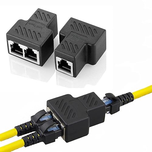Aoiutrn - Adaptador divisor RJ45 conector de red USB 1 a 2 enchufe Ethernet LAN dual cable de enchufe extensor 8P8C para Cat5 Cat5e Cat6 Cat7