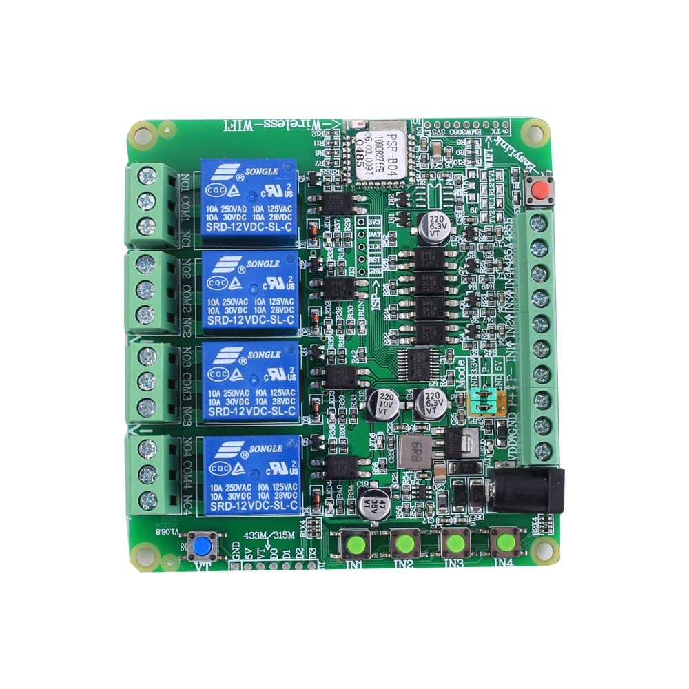 Tablero de Interruptor de relé WiFi de 12V 10A 1/2/4 CH Temporizador de retraso EWeLink App Control inalámbrico IoT Smart Home Work con Alexa Google Home (Color : 4 Channel-01, Size : 12V)