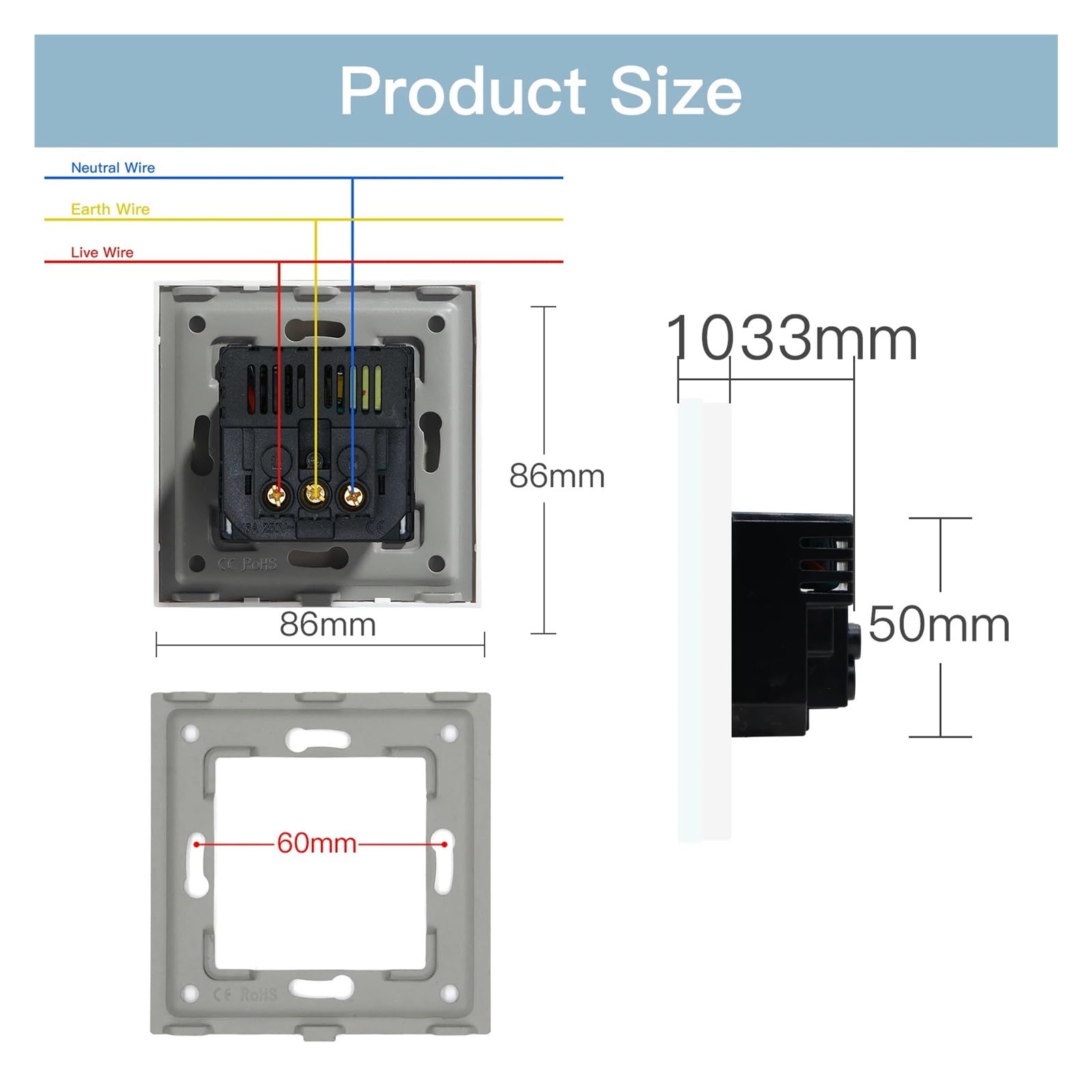 Prises de courant murales simples, Standard français, Double prise de Port USB type-c, panneau en verre cristal, Protection des enfants 16A(Double Socket Gray)