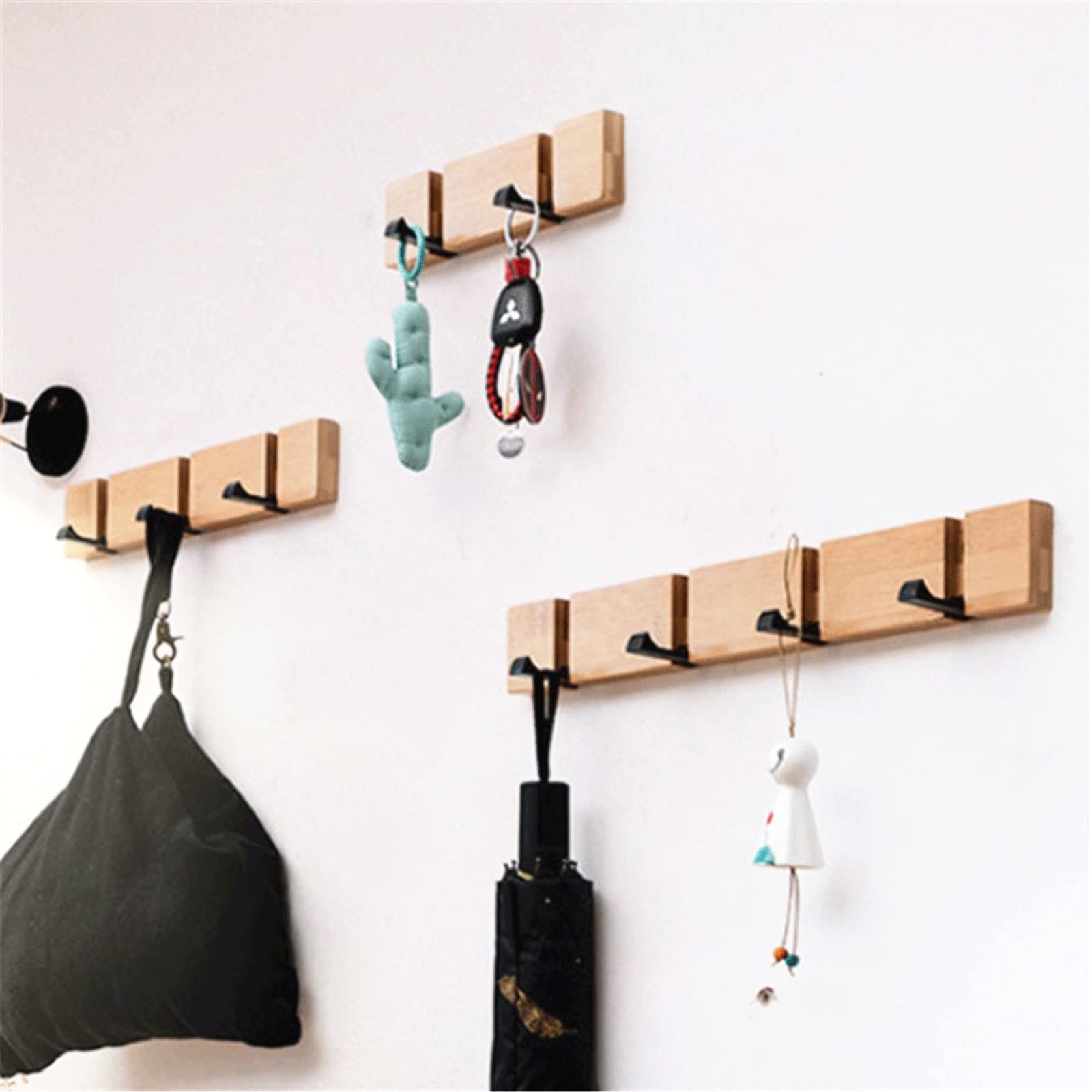 NEECS Perchero Perchero Plegable Pasillo de bambú Gancho para Sombrero Percha Puerta del Dormitorio Gancho de Montaje en Pared Sala de Estar Cocina Inodoro Pared Ganchos de Madera
