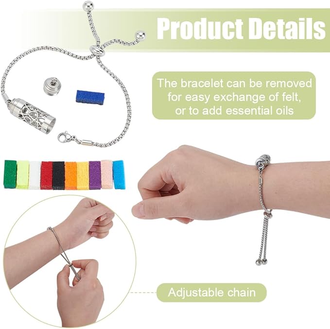 Pulsera Difusora de Aceites Esenciales WEBEEDY de Acero Inoxidable miniatura 4
