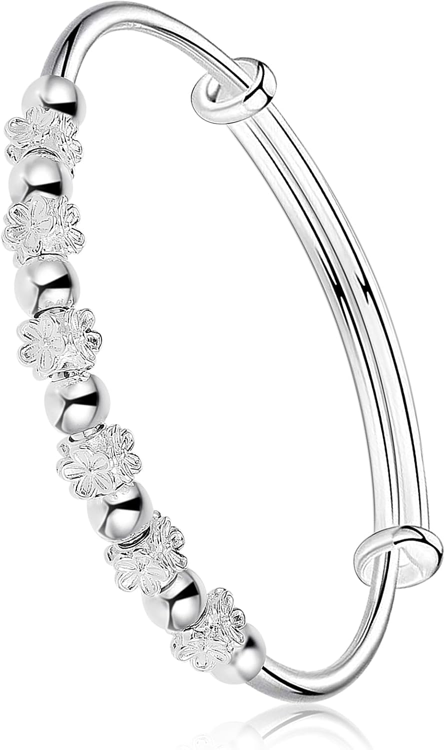 Abeillo Braccialetto regolabile in argento, con perline in