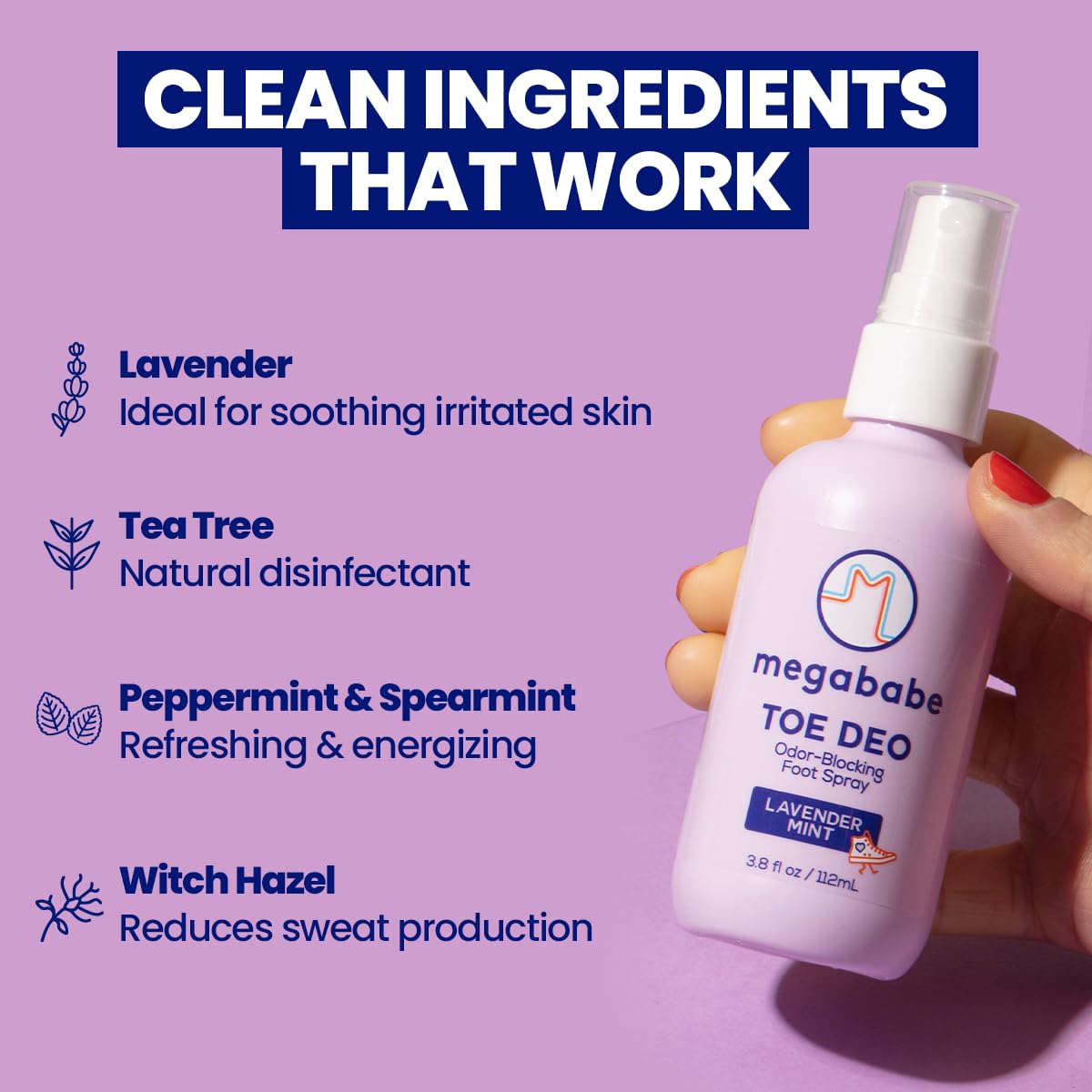 Megababe Toe Deo Odor-Blocking Foot Spray | 3.8 fl oz